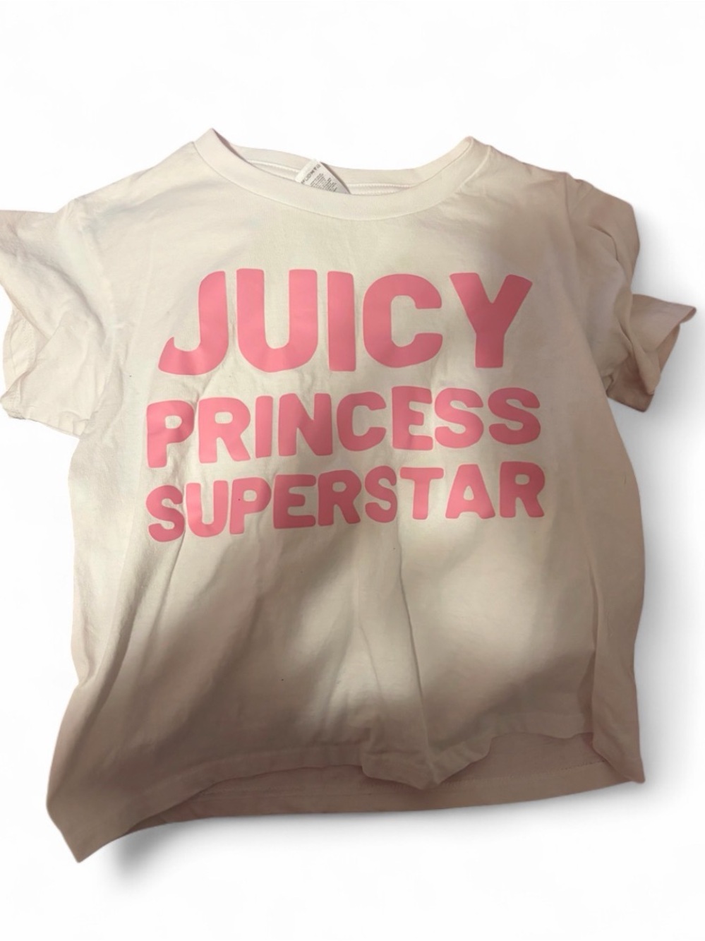 White Tee with Pink 'Juicy Princess Superstar' Graphic